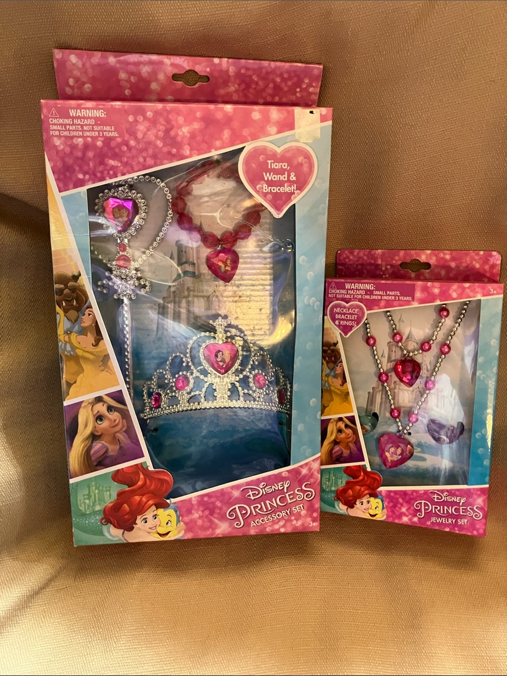 Disney Princess Pink and Silver Tiara, Wand & Jewelry Play Set